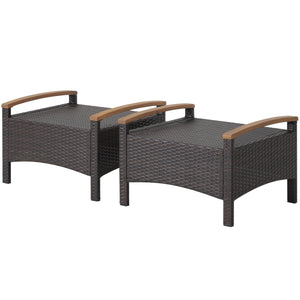 Set of 2 Wicker Patio Ottoman Fade-Resistant Foot Rest with Cushion-Gray view 4