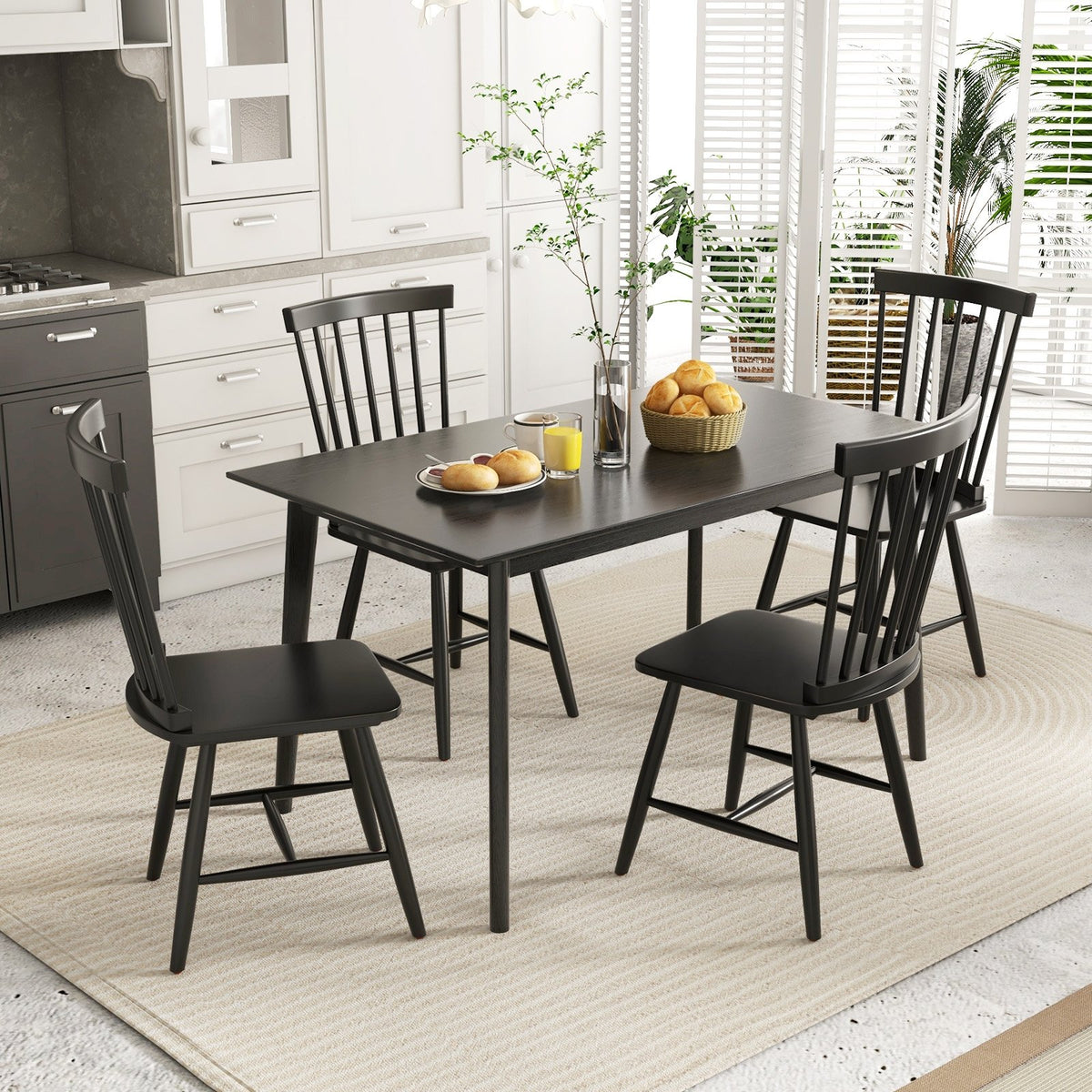 Set of 2 Windsor Dining Chairs with High Spindle Back-Black view 5