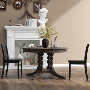 Set of 2 Wood Dining Chairs with Solid Rubber Wood Legs-Black view 2