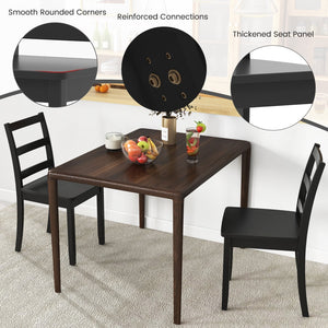 Set of 2 Wood Dining Chairs with Solid Rubber Wood Legs-Black view 7