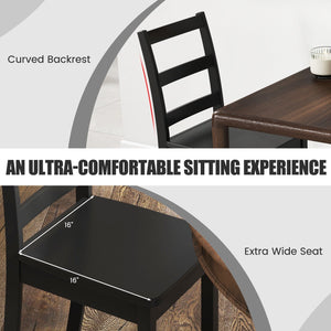Set of 2 Wood Dining Chairs with Solid Rubber Wood Legs-Black view 8