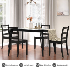 Set of 2 Wood Dining Chairs with Solid Rubber Wood Legs-Black view 9