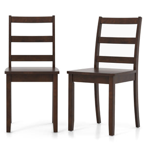 Set of 2 Wood Dining Chairs with Solid Rubber Wood Legs-Brown view 4