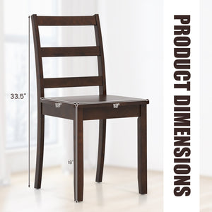 Set of 2 Wood Dining Chairs with Solid Rubber Wood Legs-Brown view 5