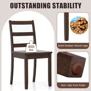 Set of 2 Wood Dining Chairs with Solid Rubber Wood Legs-Brown view 6