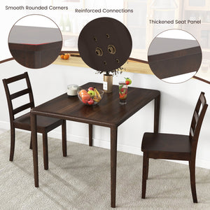 Set of 2 Wood Dining Chairs with Solid Rubber Wood Legs-Brown view 7