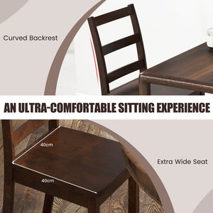Set of 2 Wood Dining Chairs with Solid Rubber Wood Legs-Brown view 9