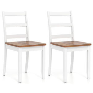Set of 2 Wood Dining Chairs with Solid Rubber Wood Legs-Rustic Brown