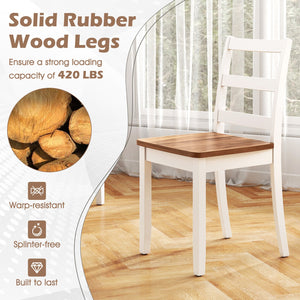 Set of 2 Wood Dining Chairs with Solid Rubber Wood Legs-Rustic Brown view 7