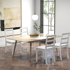 Set of 2 Wood Dining Chairs with Solid Rubber Wood Legs-White view 3