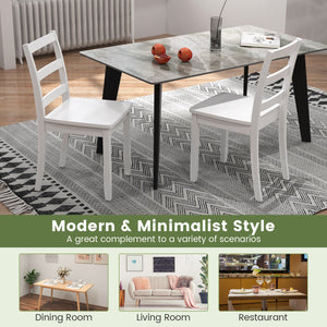 Set of 2 Wood Dining Chairs with Solid Rubber Wood Legs-White view 6