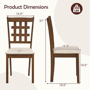 Set of 2 Wood Kitchen Chairs with Faux Leather Upholstered Seat-Coffee view 4