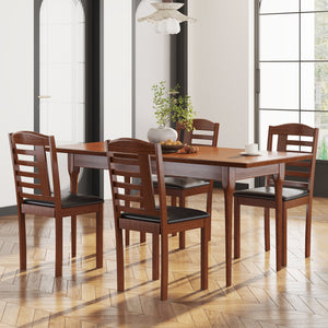 Set of 2 Wood Kitchen Chairs with Faux Leather Upholstered Seat-Black view 6