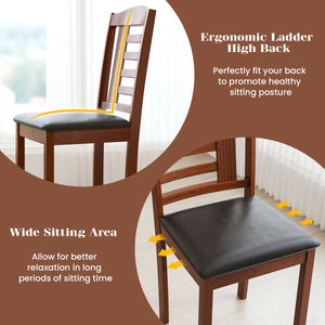 Set of 2 Wood Kitchen Chairs with Faux Leather Upholstered Seat-Black view 9