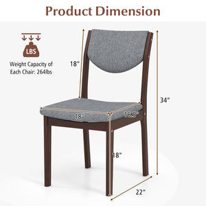 Set of 2 Wood Kitchen Chairs with Faux Leather Upholstered Seat-Gray view 4