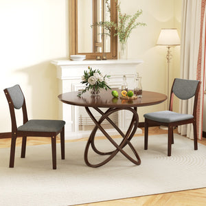 Set of 2 Wood Kitchen Chairs with Faux Leather Upholstered Seat-Gray view 5