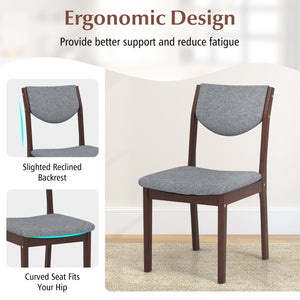 Set of 2 Wood Kitchen Chairs with Faux Leather Upholstered Seat-Gray view 8