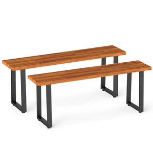 Set of 2 Wood Patio Bench 47.5 inches Long Dining Bench for Entryway Poolside