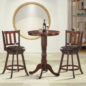 Set of 2 Wood Swivel Counter Height Dining Pub Bar Stools with PVC Cushioned Seat-25 Inch view 2