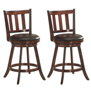 Set of 2 Wood Swivel Counter Height Dining Pub Bar Stools with PVC Cushioned Seat-25 Inch view 4