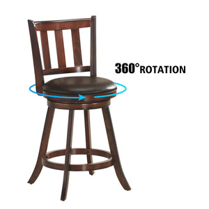 Set of 2 Wood Swivel Counter Height Dining Pub Bar Stools with PVC Cushioned Seat-25 Inch view 8