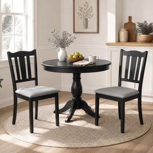 Set of 2 Wooden Dining Chair with Hollow Back and Soft-padded Cushion-Black view 2