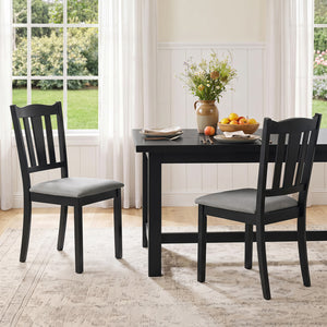 Set of 2 Wooden Dining Chair with Hollow Back and Soft-padded Cushion-Black view 3