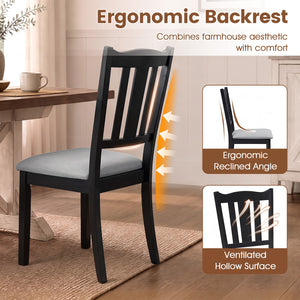 Set of 2 Wooden Dining Chair with Hollow Back and Soft-padded Cushion-Black view 5