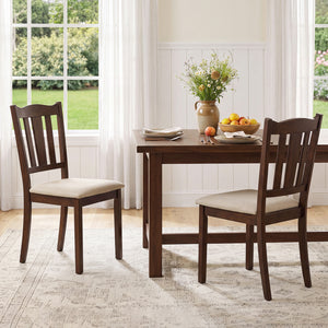 Set of 2 Wooden Dining Chair with Hollow Back and Soft-padded Cushion-Walnut view 3