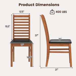Set of 2 Wooden Dining Chair with Rubber Wood Legs for Living Room-Brown view 4