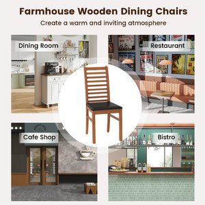 Set of 2 Wooden Dining Chair with Rubber Wood Legs for Living Room-Brown view 6