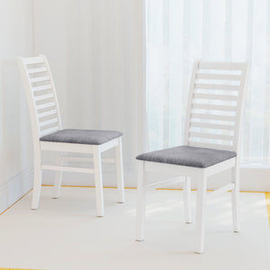 Set of 2 Wooden Dining Chair with Rubber Wood Legs for Living Room-White view 2