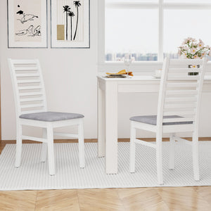 Set of 2 Wooden Dining Chair with Rubber Wood Legs for Living Room-White view 3