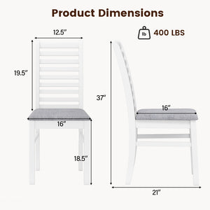 Set of 2 Wooden Dining Chair with Rubber Wood Legs for Living Room-White view 4