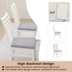 Set of 2 Wooden Dining Chair with Rubber Wood Legs for Living Room-White view 5