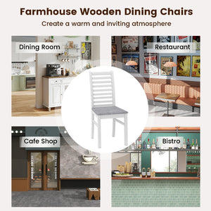 Set of 2 Wooden Dining Chair with Rubber Wood Legs for Living Room-White view 6