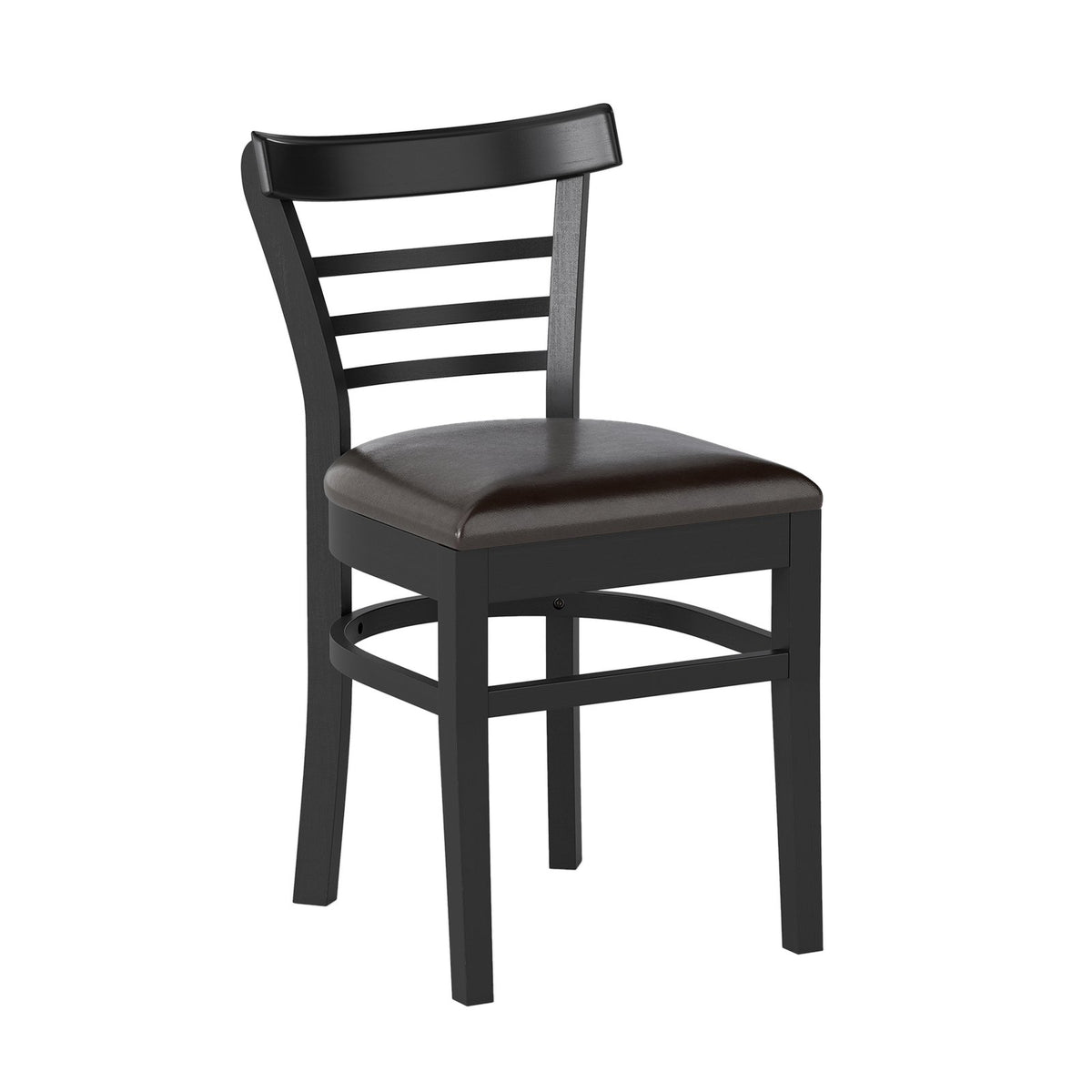 Set of 2 Wooden Dining Chair with Rubber Wood Legs for Restaurant-Black view 4