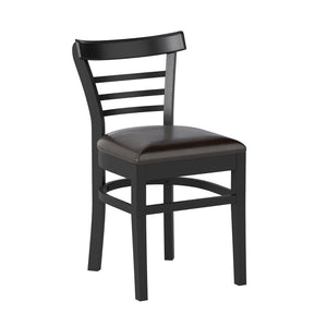 Set of 2 Wooden Dining Chair with Rubber Wood Legs for Restaurant-Black view 4