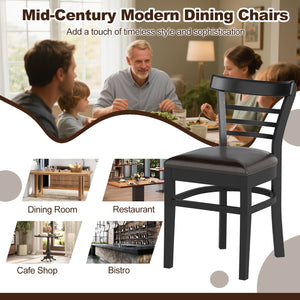 Set of 2 Wooden Dining Chair with Rubber Wood Legs for Restaurant-Black view 7
