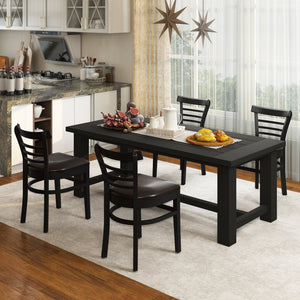 Set of 2 Wooden Dining Chair with Rubber Wood Legs for Restaurant-Black view 8