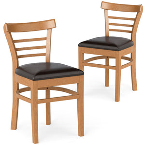 Set of 2 Wooden Dining Chair with Rubber Wood Legs for Restaurant-Brown view 4