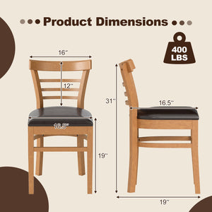 Set of 2 Wooden Dining Chair with Rubber Wood Legs for Restaurant-Brown view 5