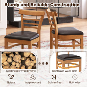 Set of 2 Wooden Dining Chair with Rubber Wood Legs for Restaurant-Brown view 6