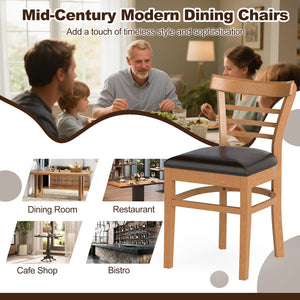 Set of 2 Wooden Dining Chair with Rubber Wood Legs for Restaurant-Brown view 9