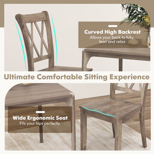 Set of 2 Wooden Dining Chairs Mid Century Farmhouse Retro Kitchen Chairs-Brown view 8