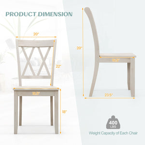 Set of 2 Wooden Dining Chairs Mid Century Farmhouse Retro Kitchen Chairs-White view 4