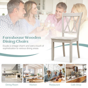 Set of 2 Wooden Dining Chairs Mid Century Farmhouse Retro Kitchen Chairs-White view 8