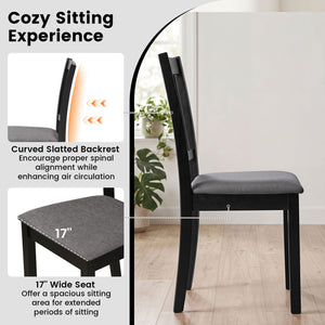 Set of 2 Wooden Dining Chairs Upholstered Kitchen Chairs with Rubber Wood Frame-Black view 7