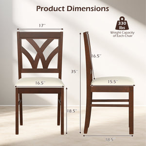 Set of 2 Wooden Dining Chairs Upholstered with Hollowed Backrest and Soft Padded Seat-Brown view 4