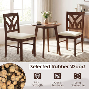 Set of 2 Wooden Dining Chairs Upholstered with Hollowed Backrest and Soft Padded Seat-Brown view 6